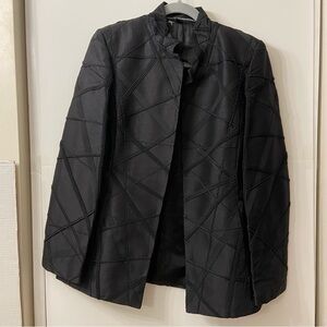 Linda Allard Ellen Tracy Black Textured Open Jacket 8
